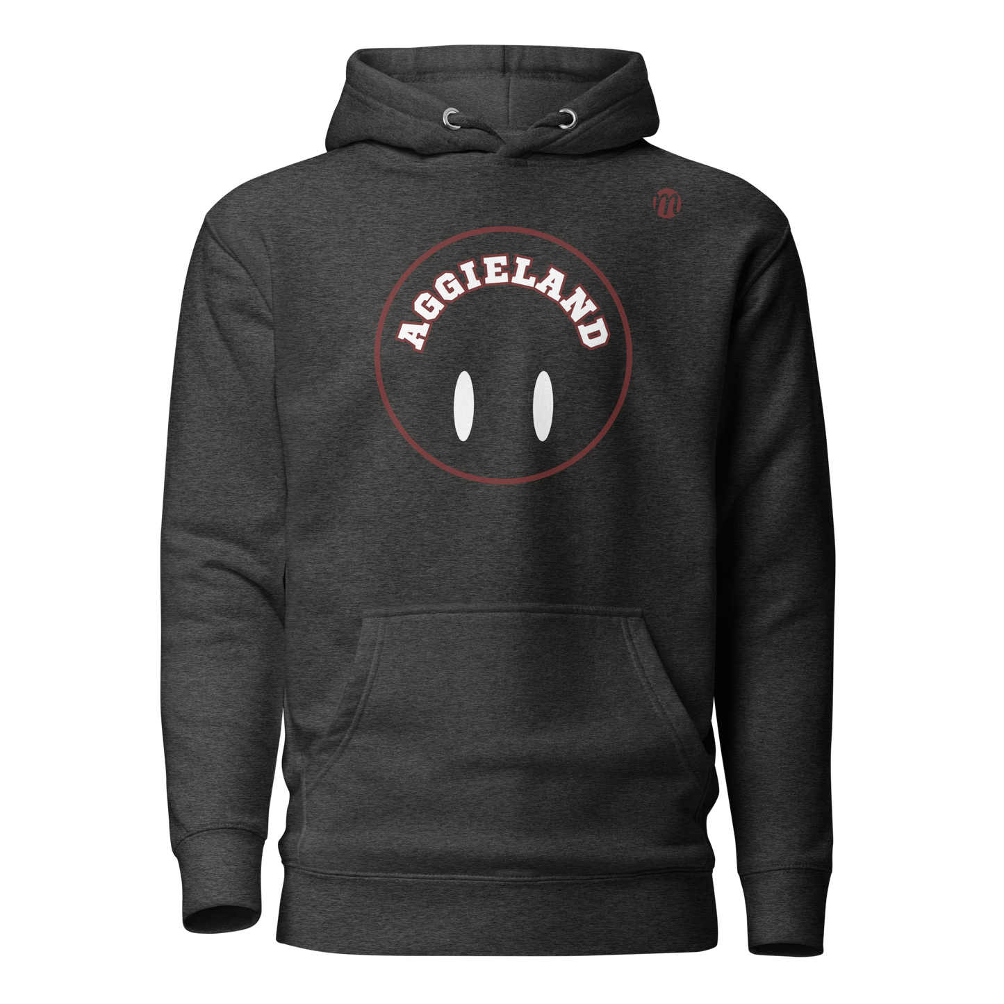 Aggieland Smiley Face Flipped Mulli USA Hoodie Charcoal Heather Front