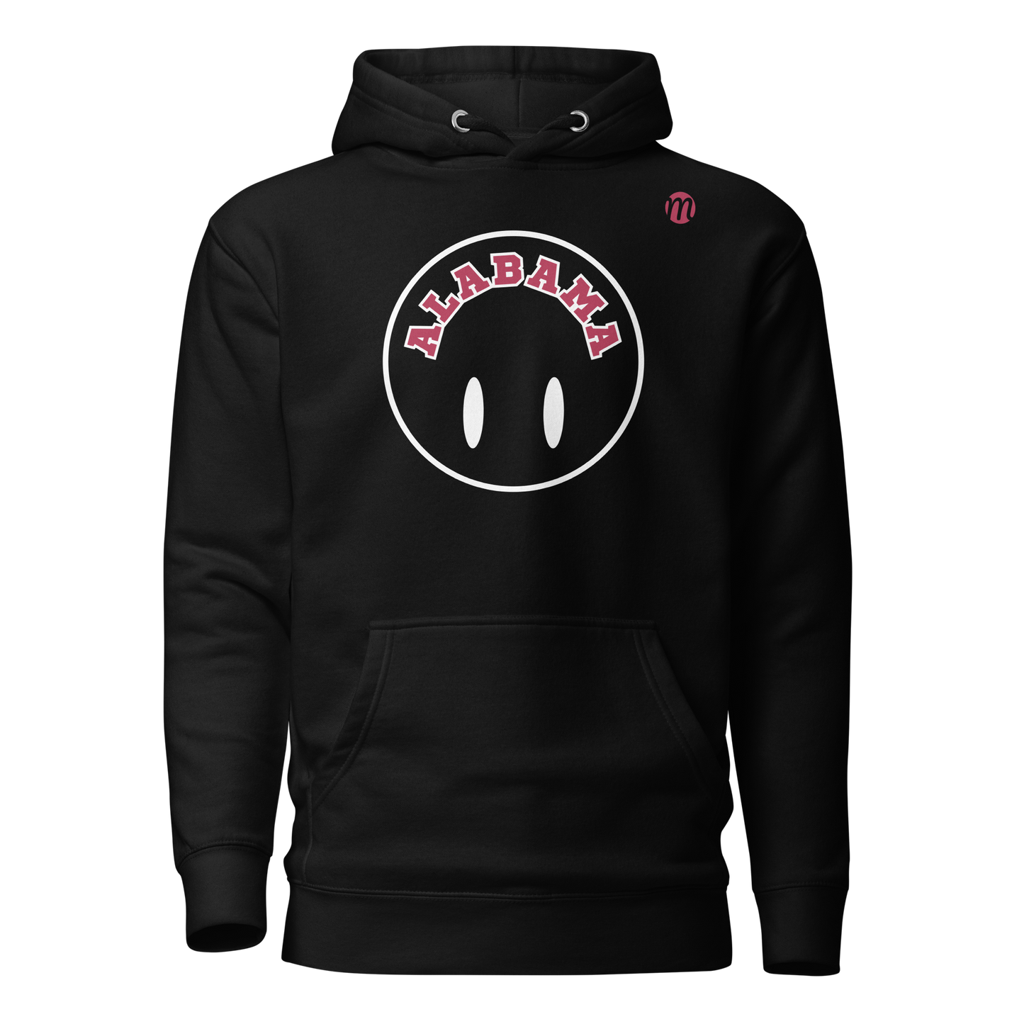 Alabama Smiley Face Flipped Mulli USA Hoodie Black Front