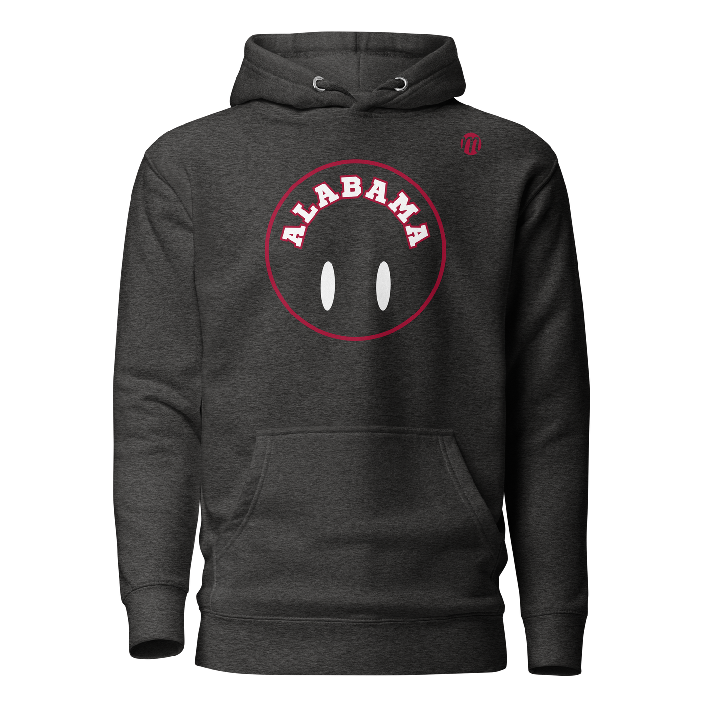 Alabama Smiley Face Flipped Mulli USA Hoodie Charcoal Heather Front