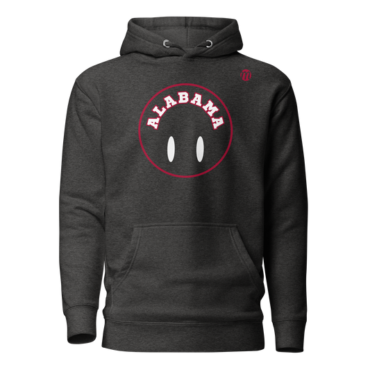 Alabama Smiley Face Flipped Mulli USA Hoodie Charcoal Heather Front