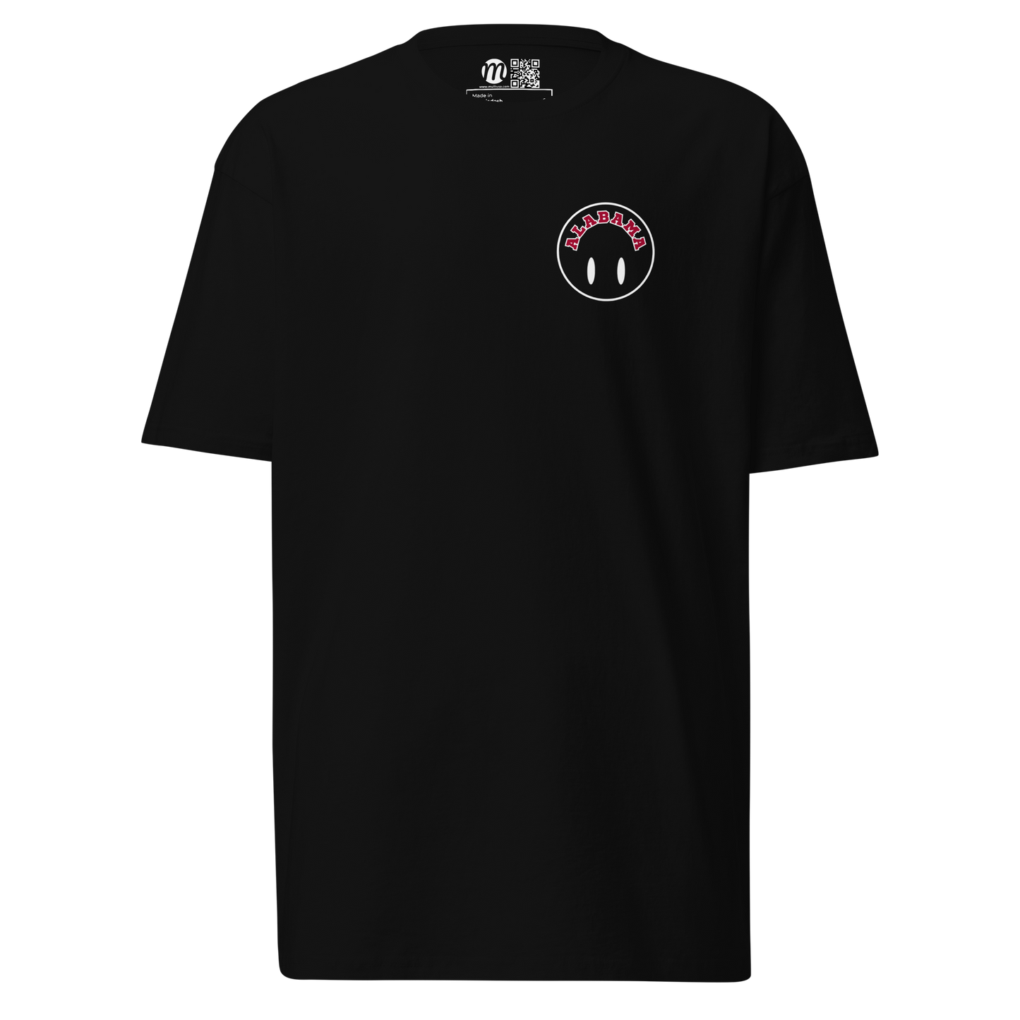 Alabama Smiley Face Flipped Mulli USA Tee Black Front