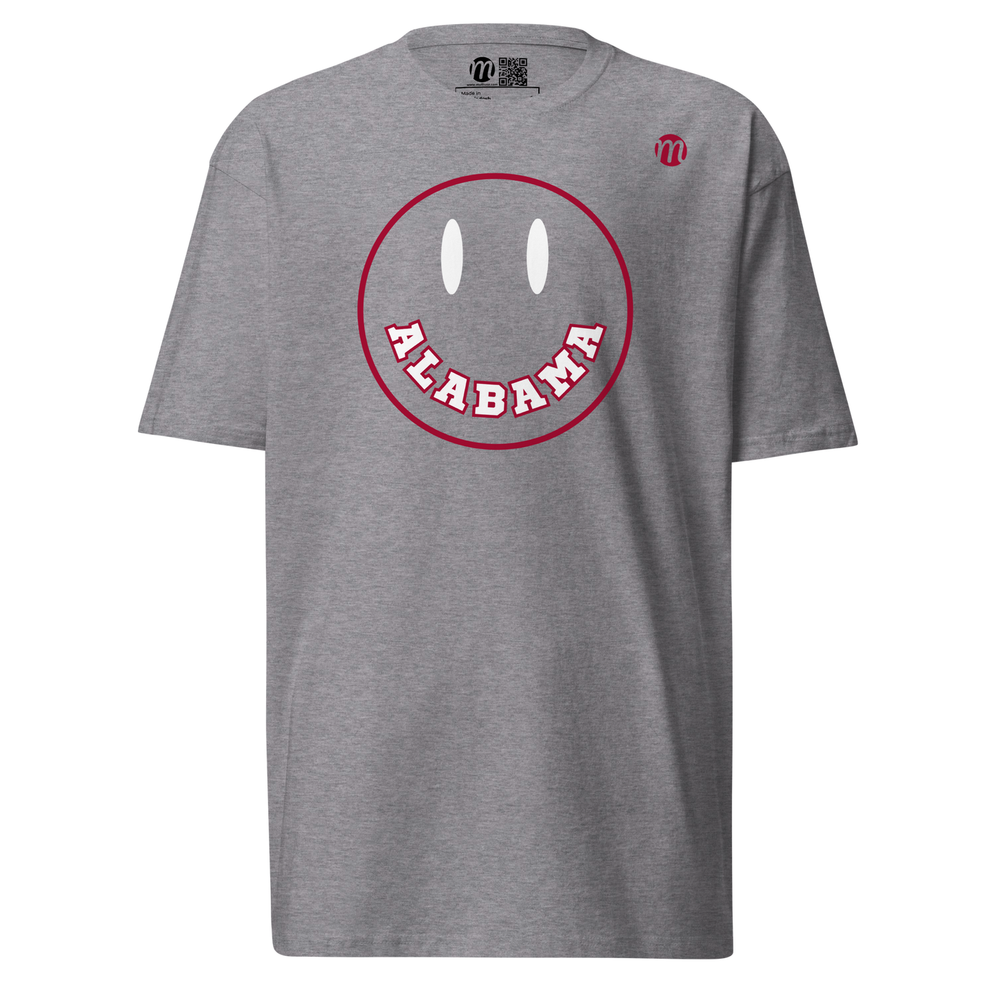 Alabama Smiley Face Mulli USA Tee Carbon Grey Front