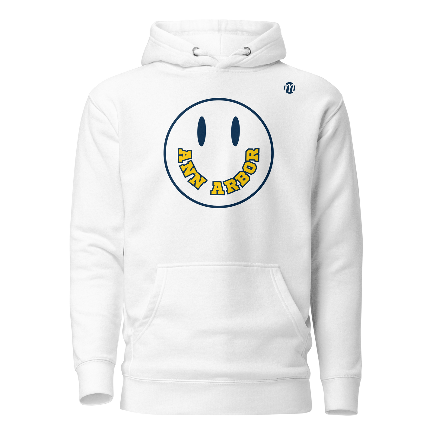 Ann Arbor Smiley Face Mulli USA Hoodie White Front