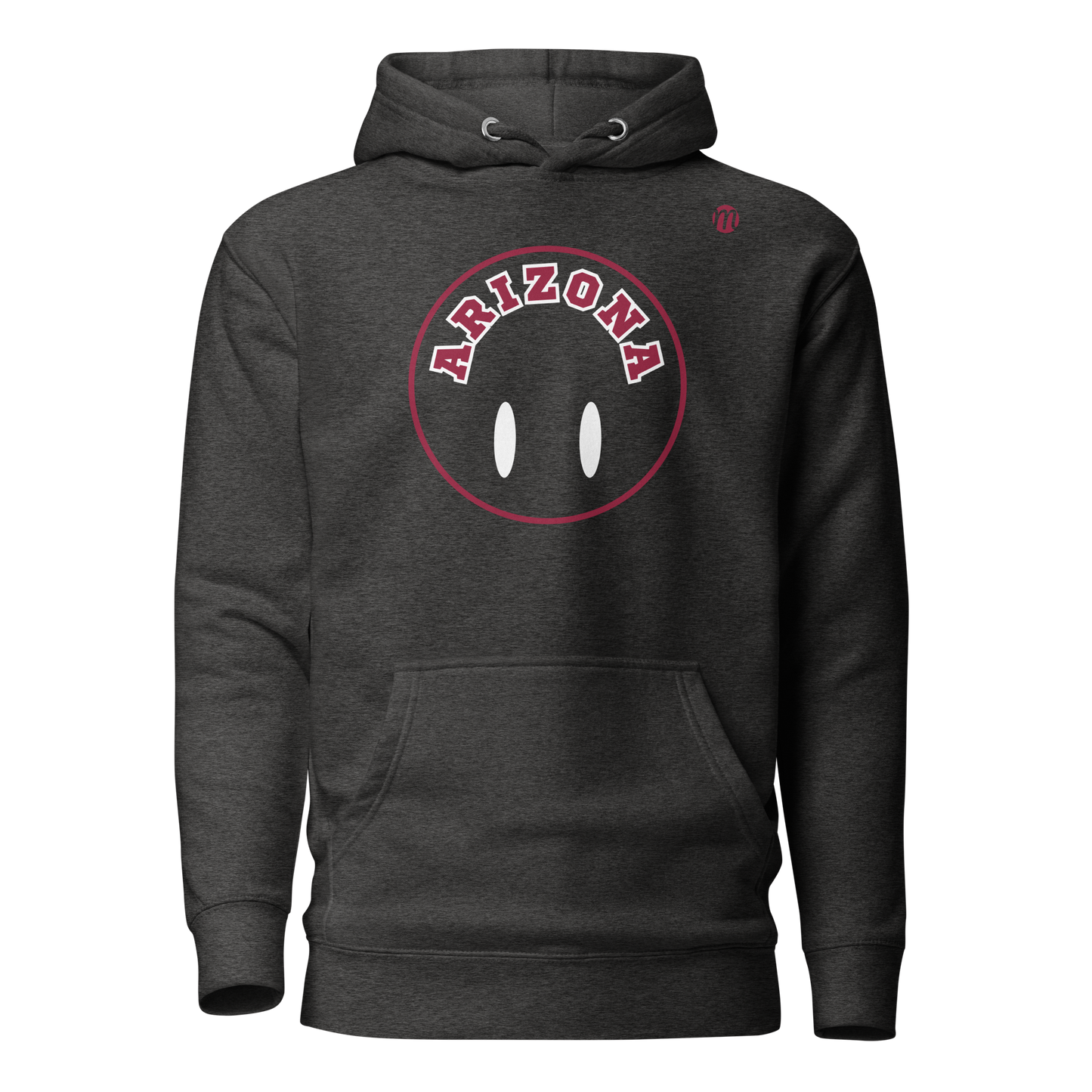 Arizona Smiley Face Flipped Mulli USA Hoodie Charcoal Heather Front