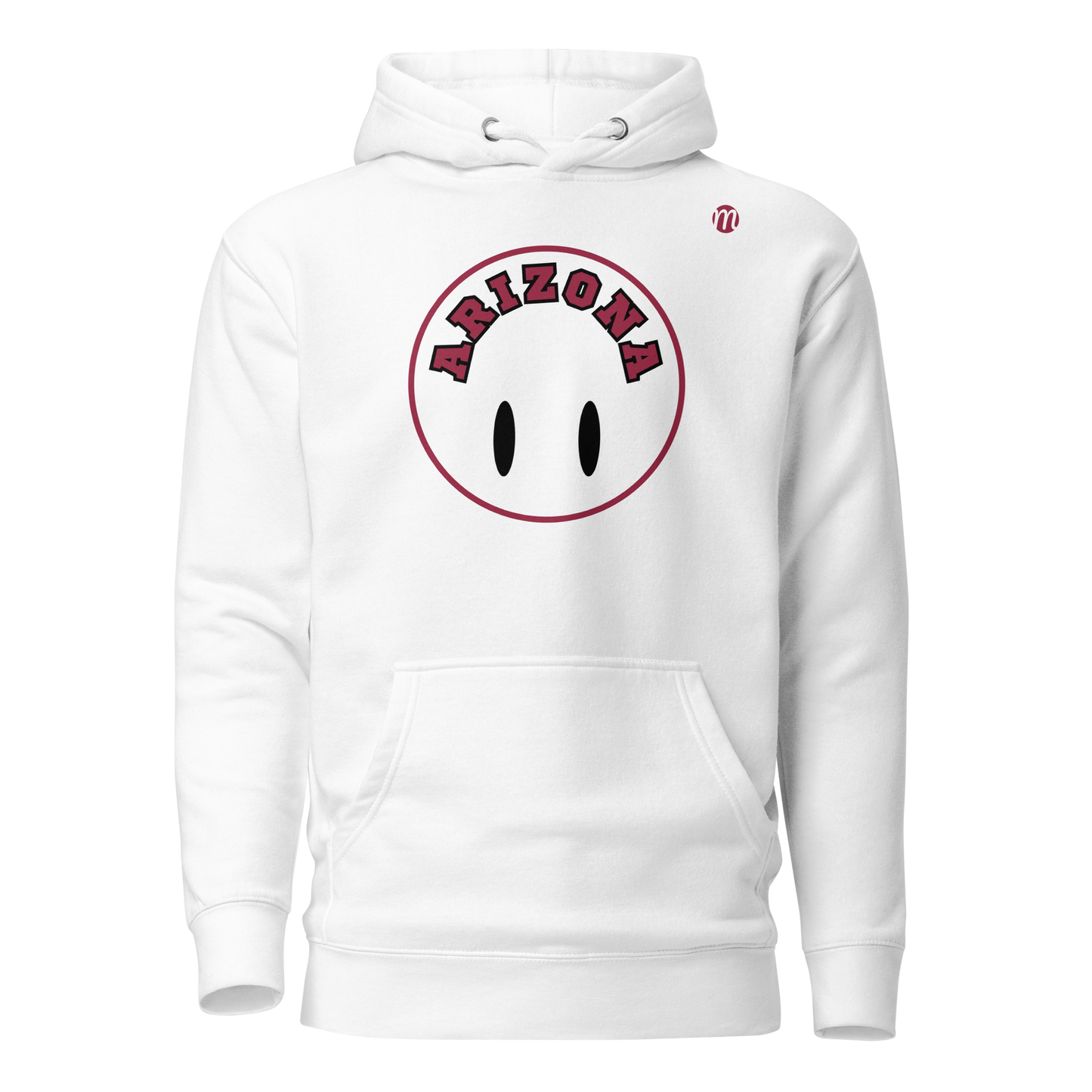 Arizona Smiley Face Flipped Mulli USA Hoodie White Front