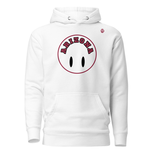 Arizona Smiley Face Flipped Mulli USA Hoodie White Front