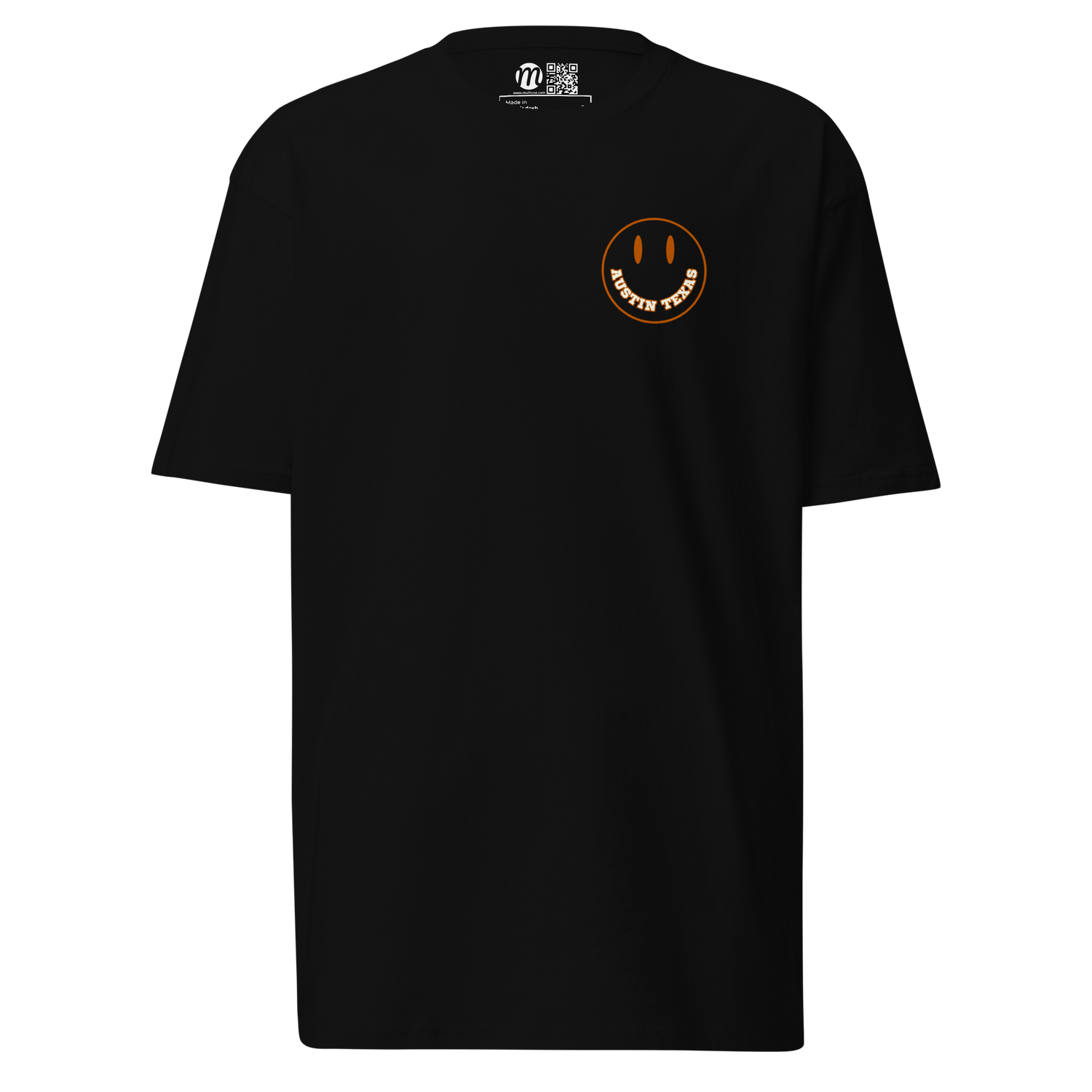 Austin Texas Smiley Face Mulli USA Tee Black Front