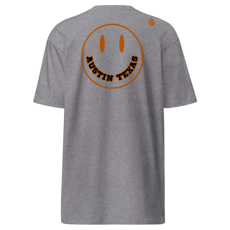 Austin Texas Smiley Face Mulli USA Tee Carbon Grey Back