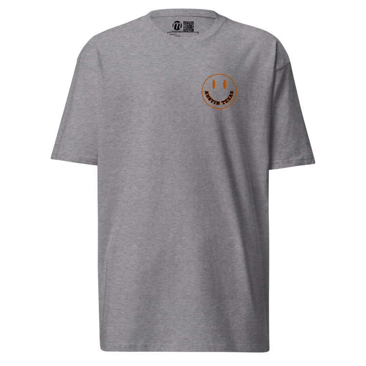 Austin Texas Smiley Face Mulli USA Tee Carbon Grey Front