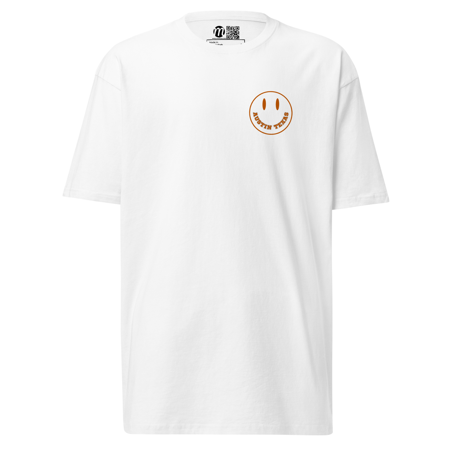 Austin Texas Smiley Face Mulli USA Tee White Front