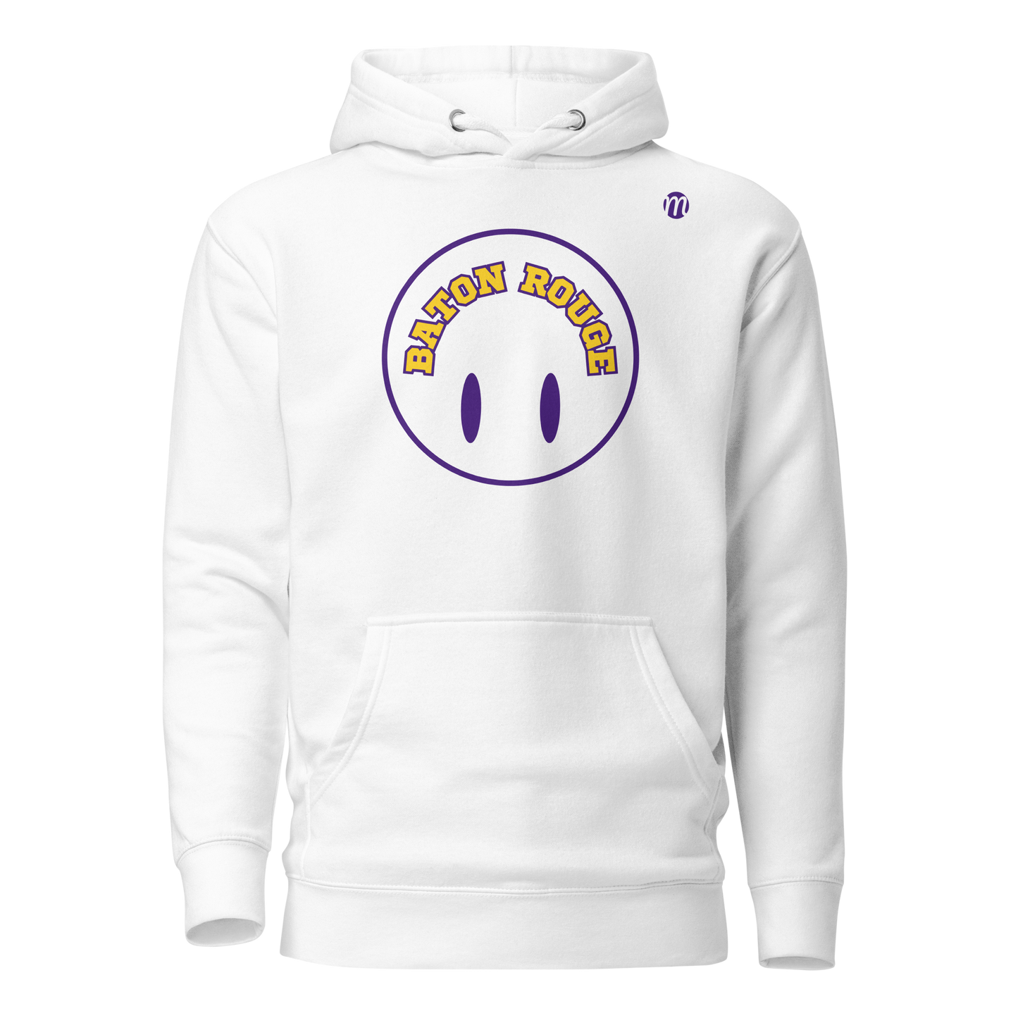 Baton Rouge Smiley Face Flipped Mulli USA Hoodie White