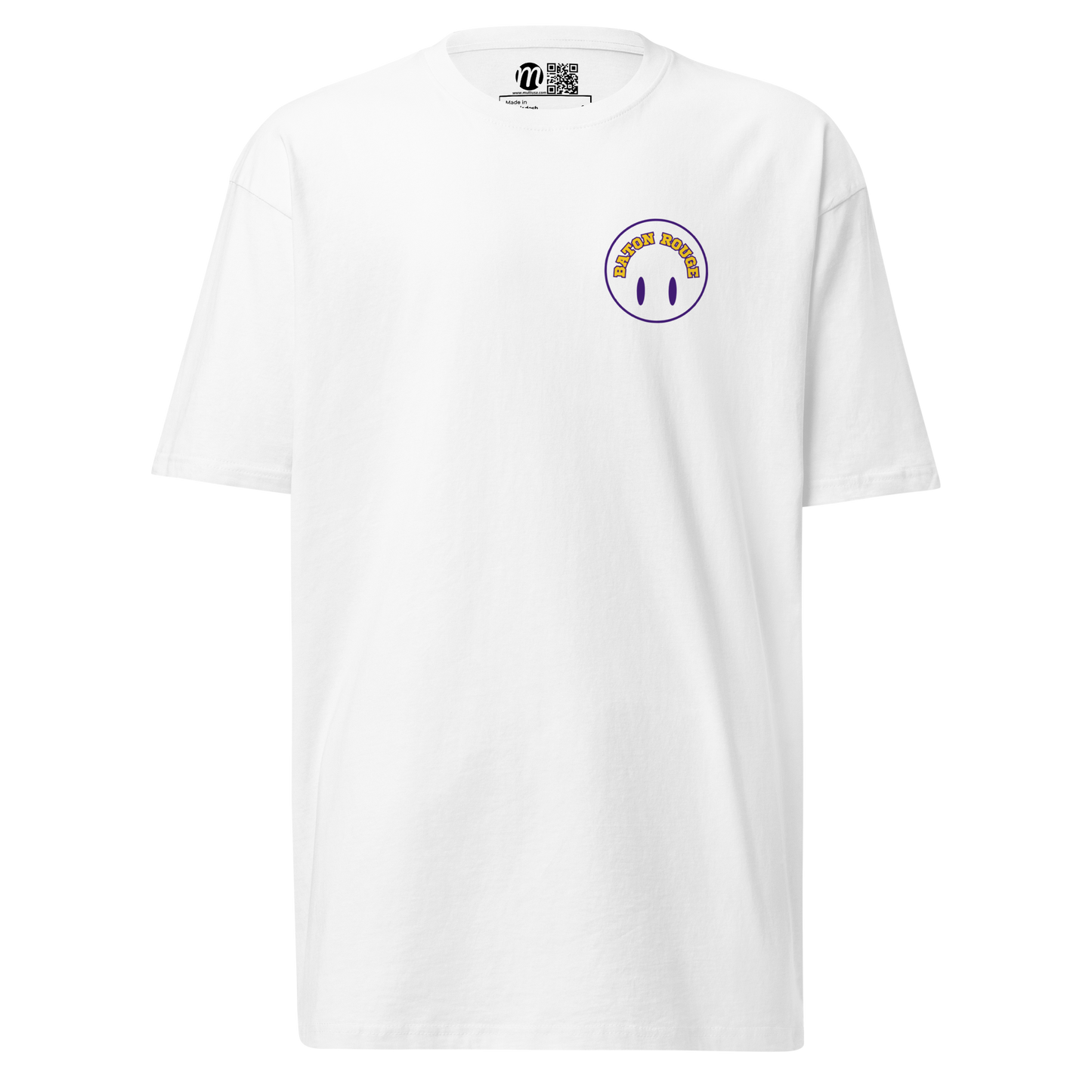 Baton Rouge Smiley Face Flipped Mulli USA Tee White Front