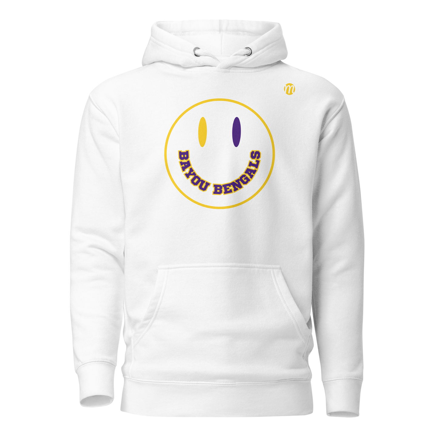 Bayou Bengals Smiley Face Mulli USA Hoodie White Front