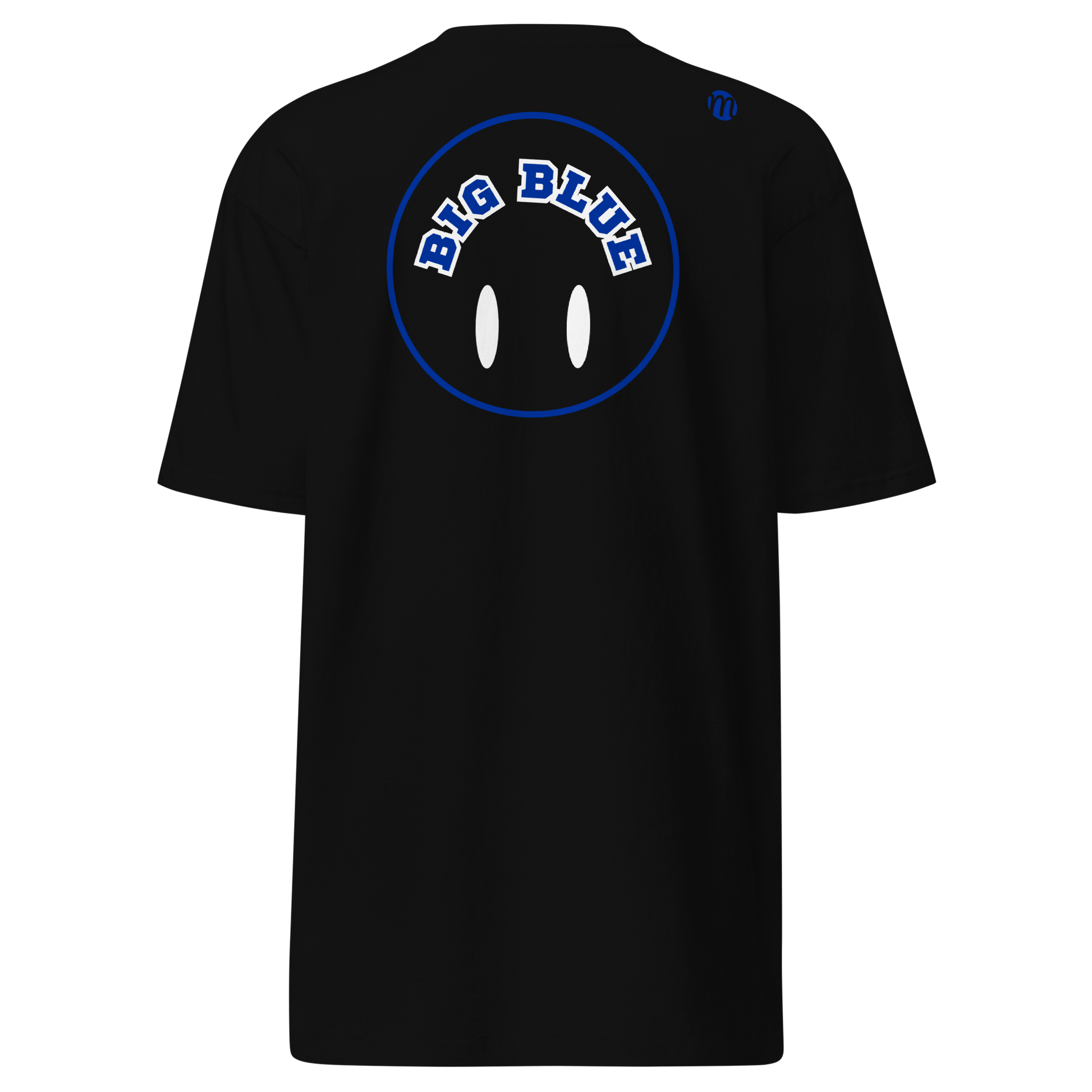 Big Blue Smiley Face Flipped Mulli USA Tee Black Back