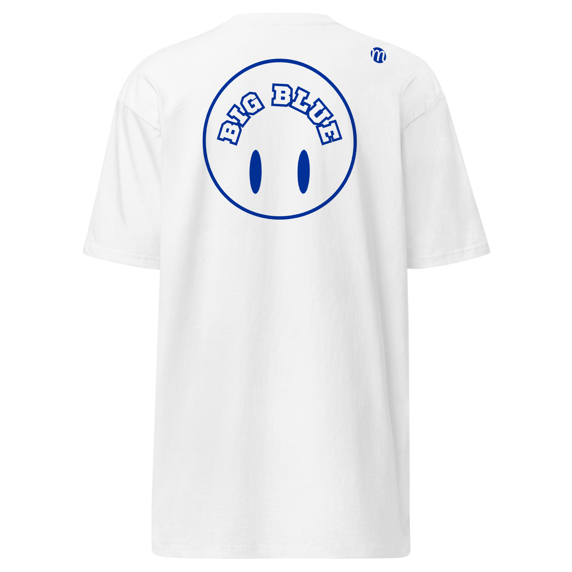 Big Blue Smiley Face Flipped Mulli USA Tee White Back