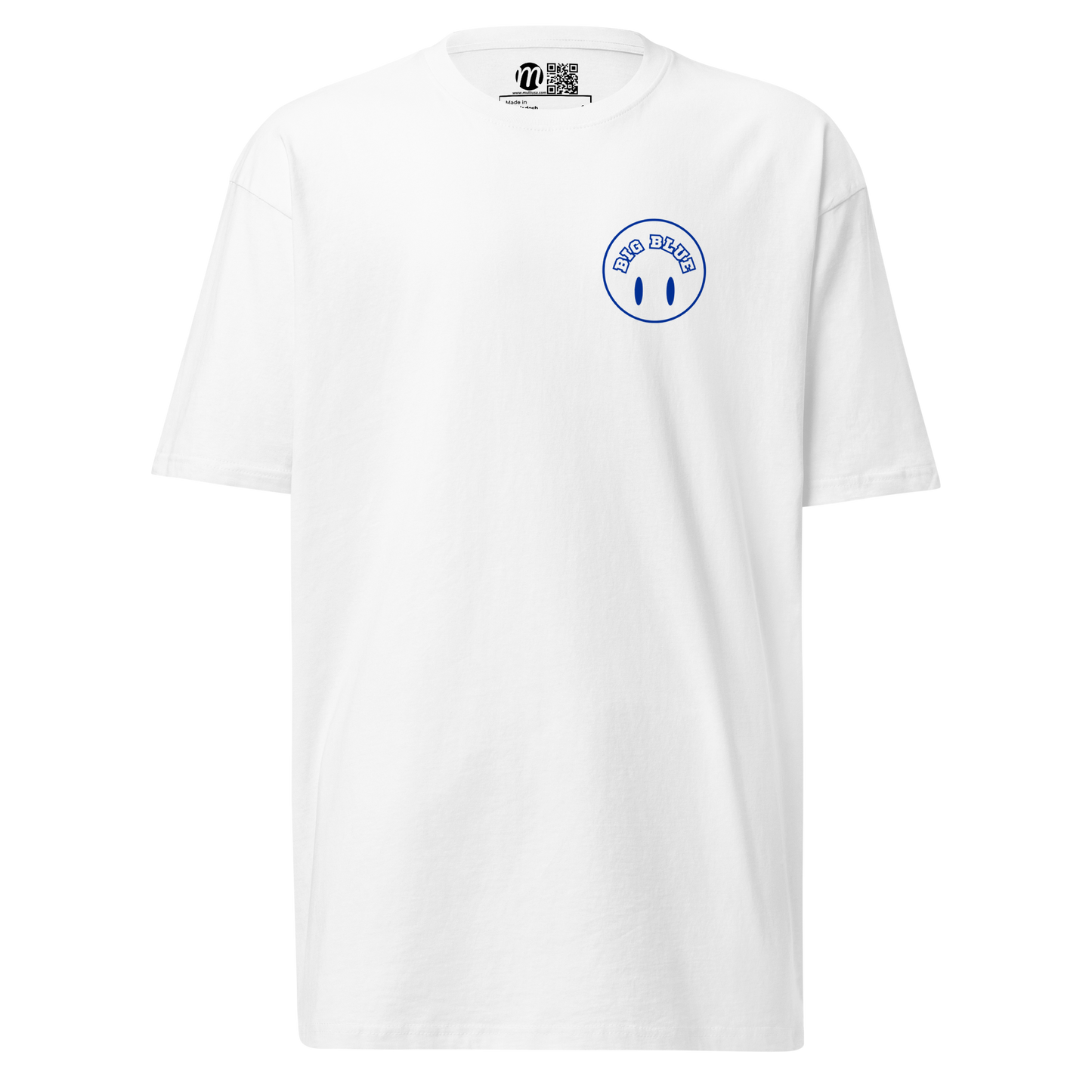 Big Blue Smiley Face Flipped Mulli USA Tee White Front