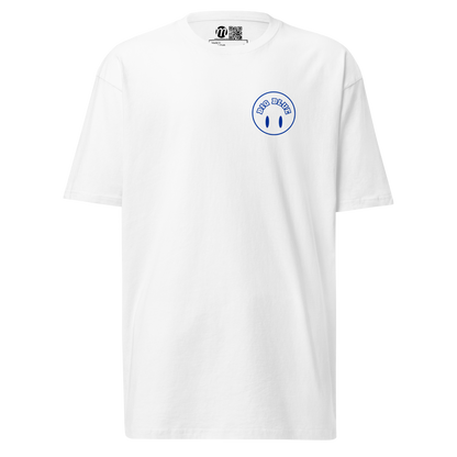 Big Blue Smiley Face Flipped Mulli USA Tee White Front