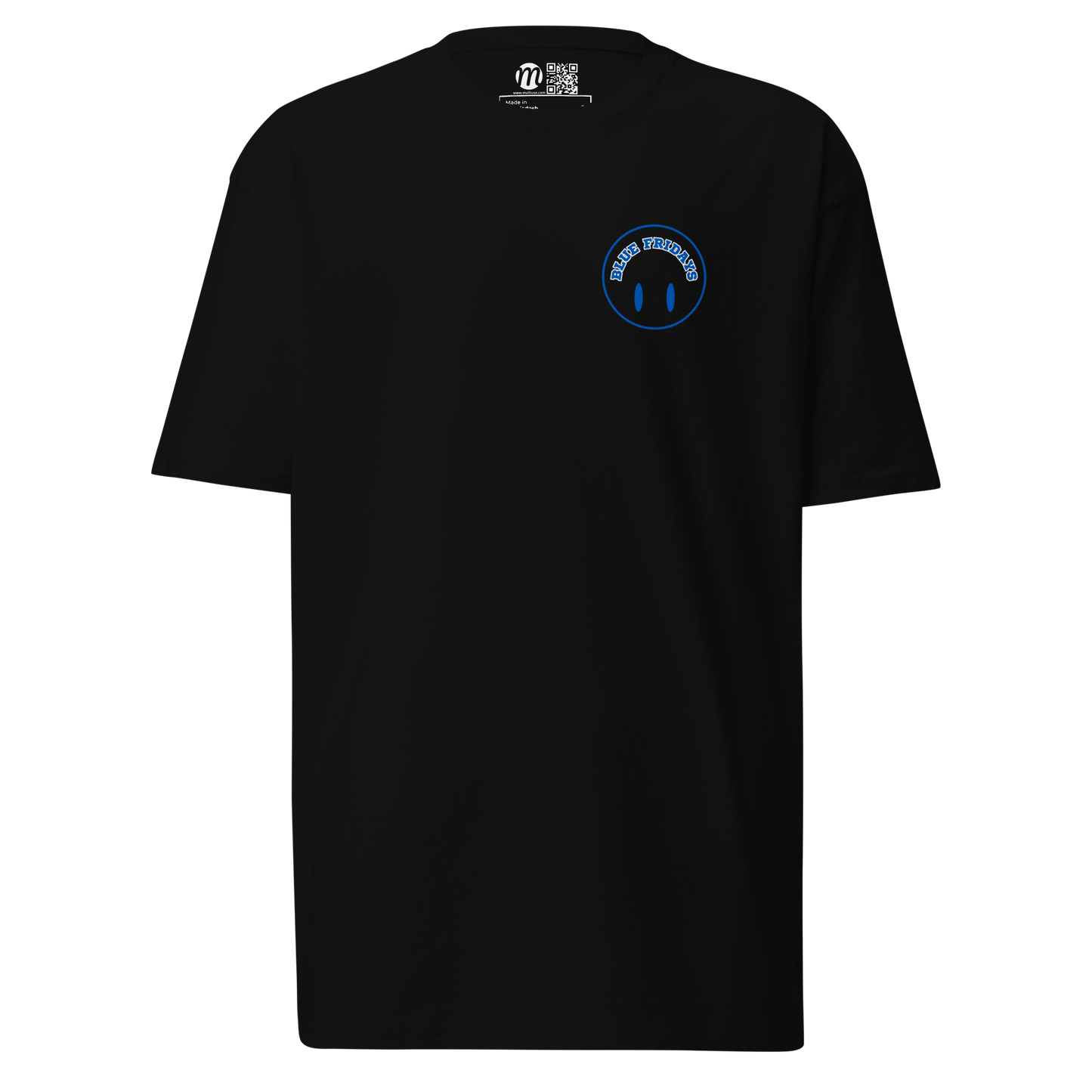 Blue Fridays Smiley Face Flipped Mulli USA Tee Black Front