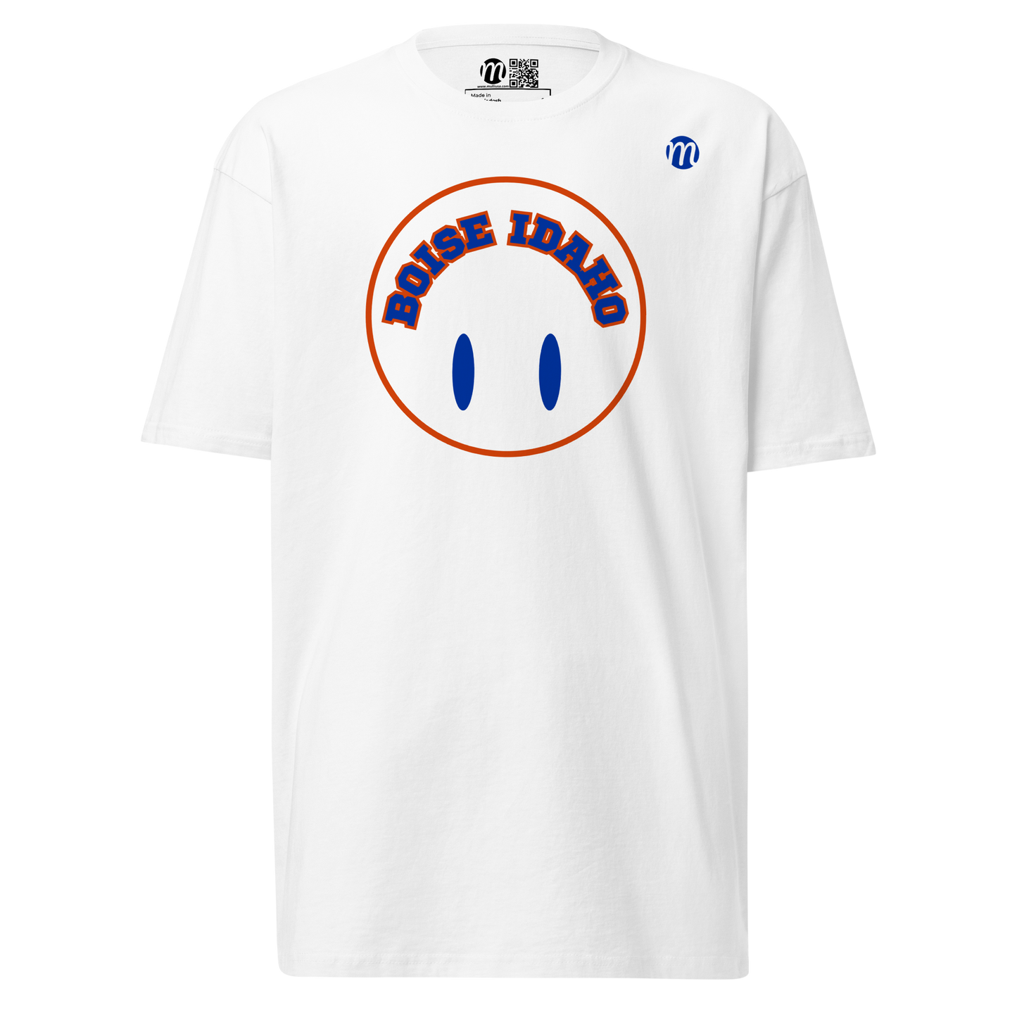 Boise Idaho Smiley Face Flipped Mulli USA Tee White Front