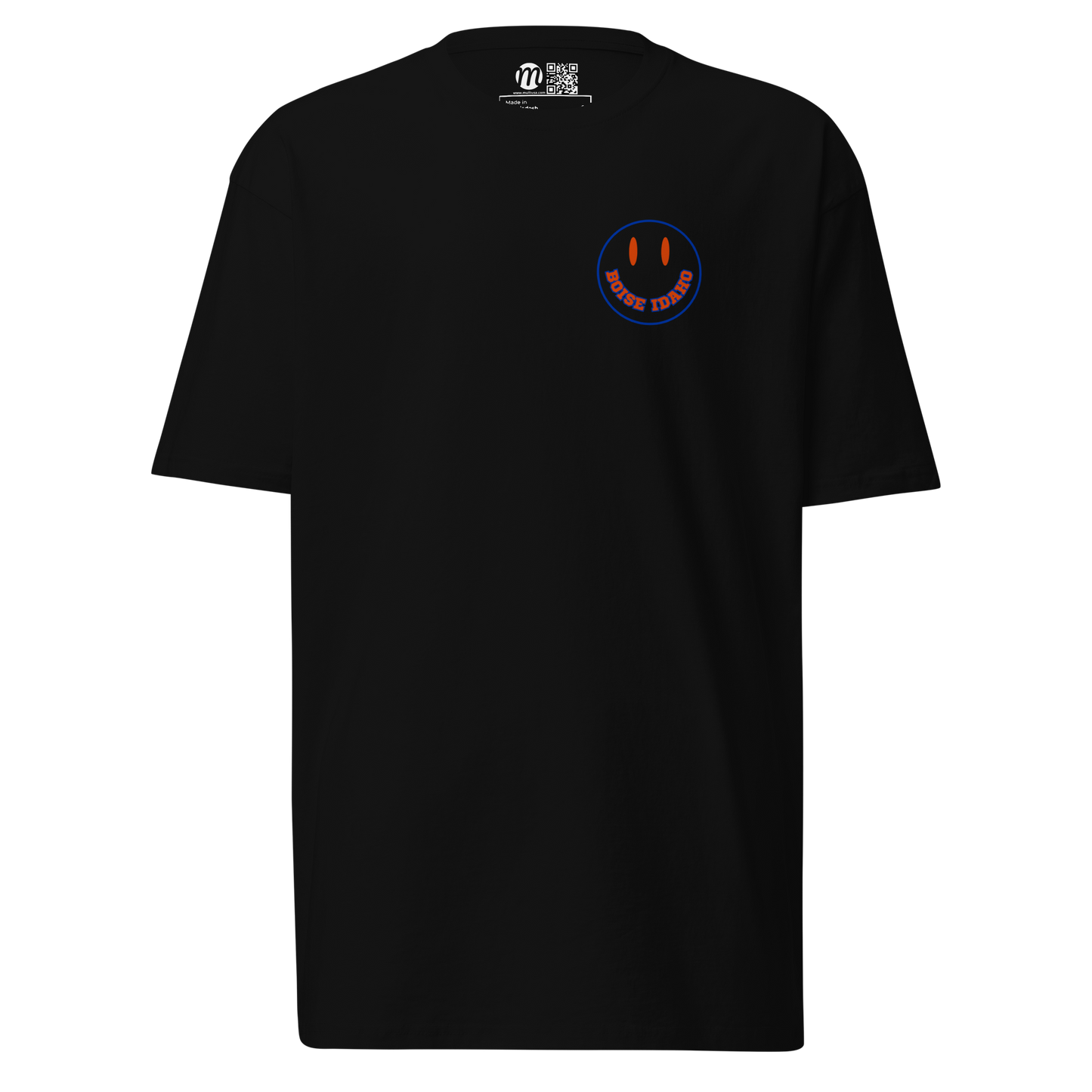 Boise Idaho Smiley Face Mulli USA Tee Black Front