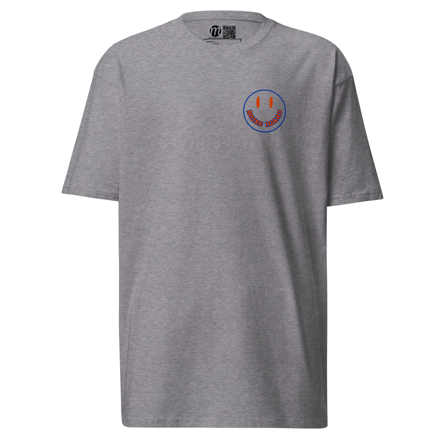 Boise Idaho Smiley Face Mulli USA Tee Carbon Grey Front