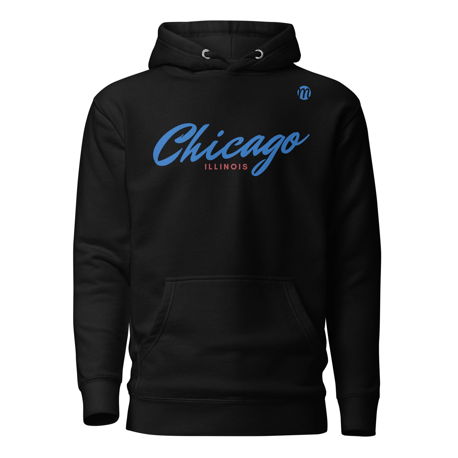 Chicago Illinois Mulli USA Hoodie Black Front