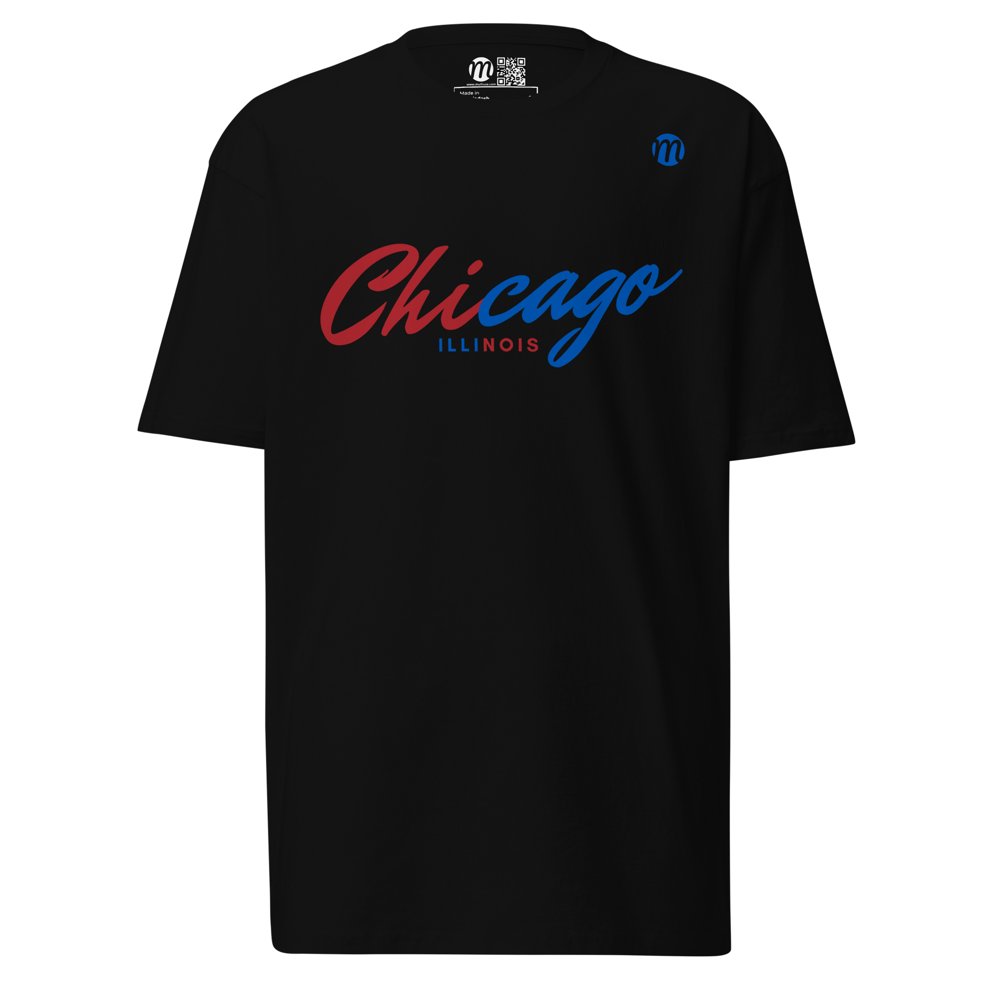 Chicago Illinois Mulli USA Tee Black Front