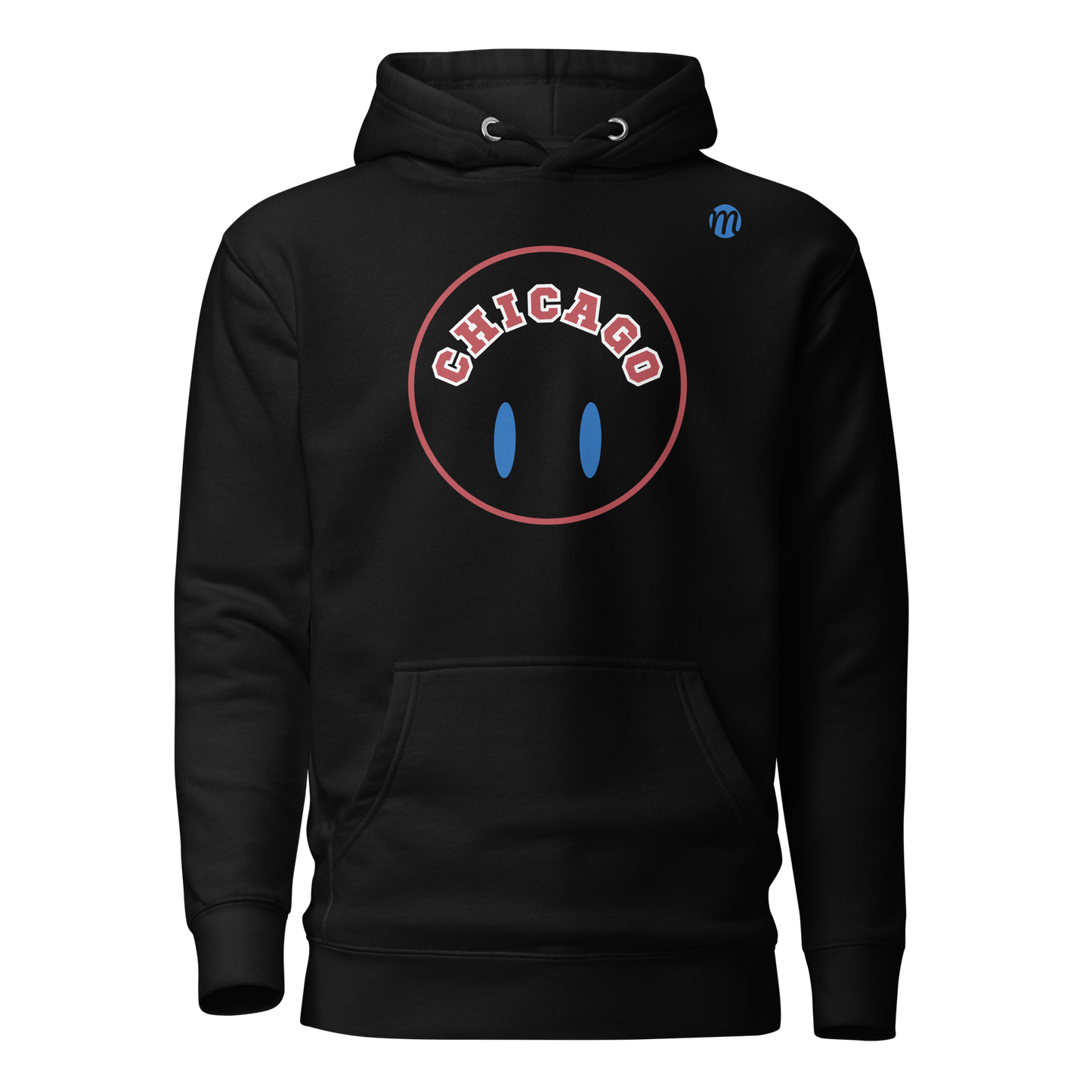 Chicago Smiley Face Flipped Mulli USA Hoodie Black Front