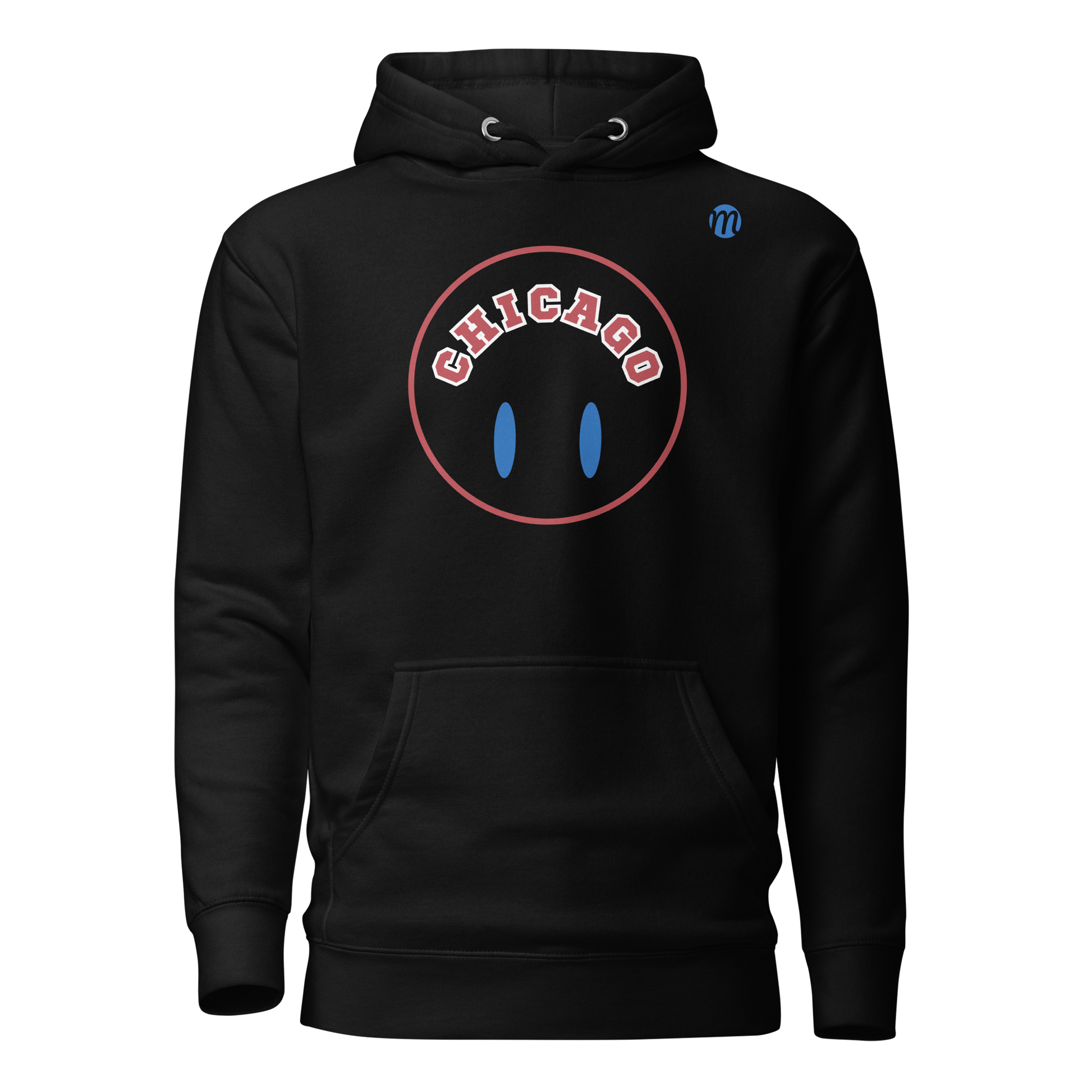 Chicago Smiley Face Flipped Mulli USA Hoodie Black Front