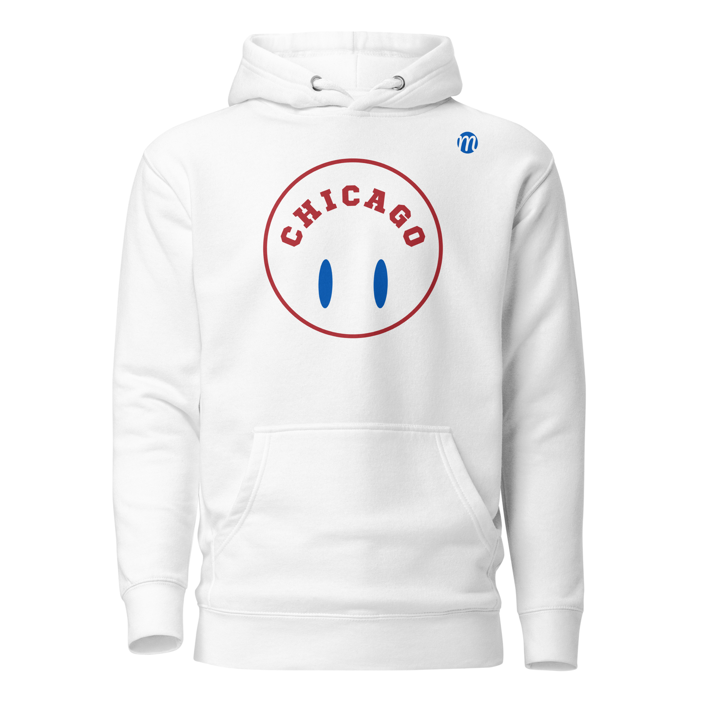 Chicago Smiley Face Flipped Mulli USA Hoodie White Front