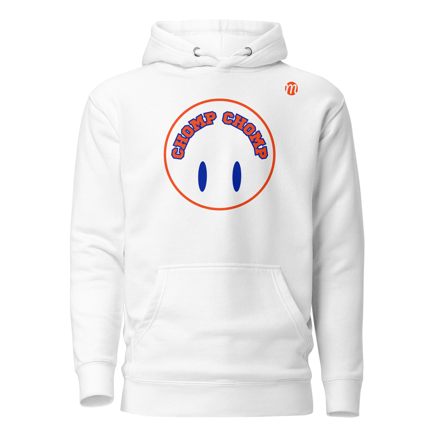 Chomp Chomp Smiley Face Flipped Mulli USA Hoodie White Front