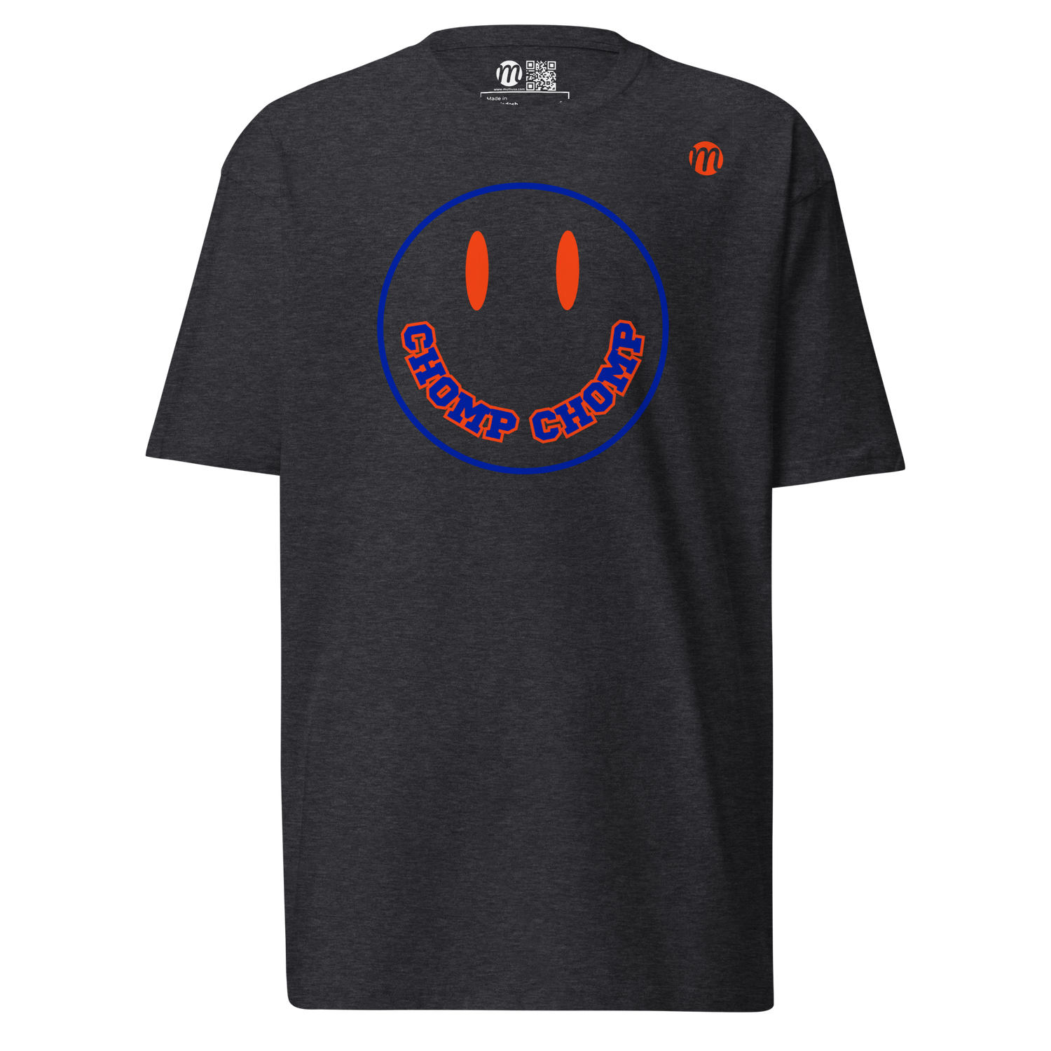 Chomp Chomp Smiley Face Mulli USA Tee Charcoal Heather Front