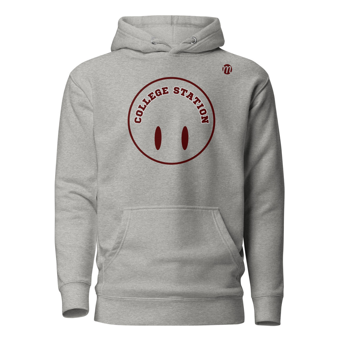 College Station Smiley Face Flipped Mulli USA Hoodie Carbon Grey Front