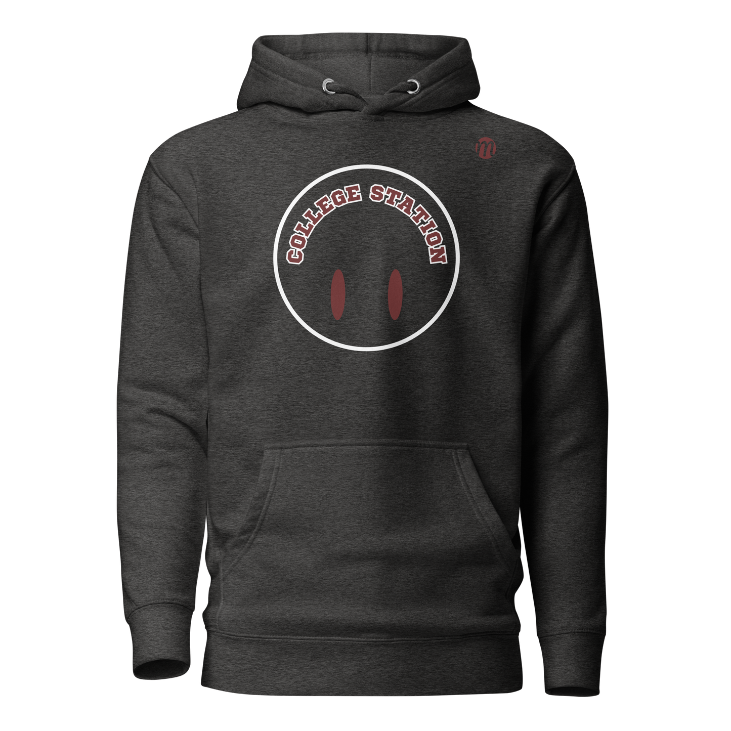 College Station Smiley Face Flipped Mulli USA Hoodie Charcoal Heather Front