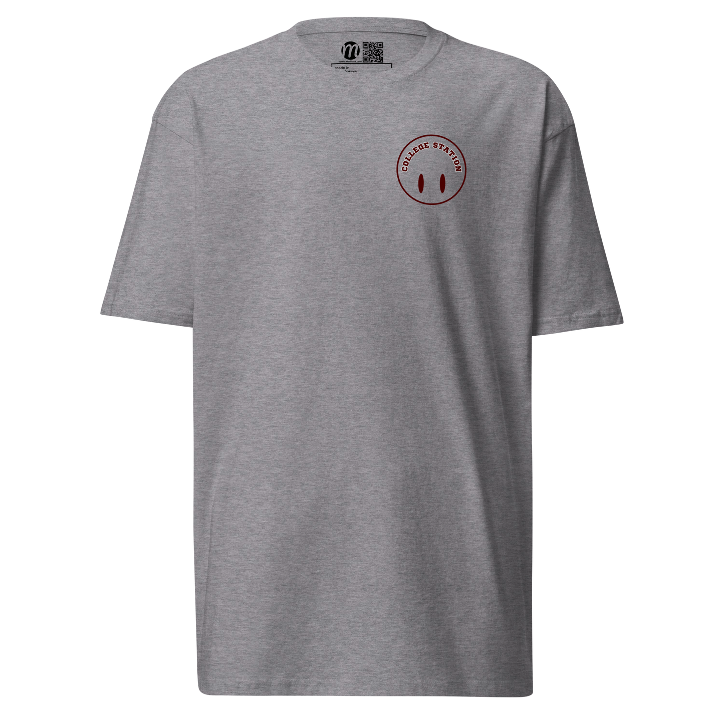 College Station Smiley Face Flipped Mulli USA Tee Carbon Grey Front