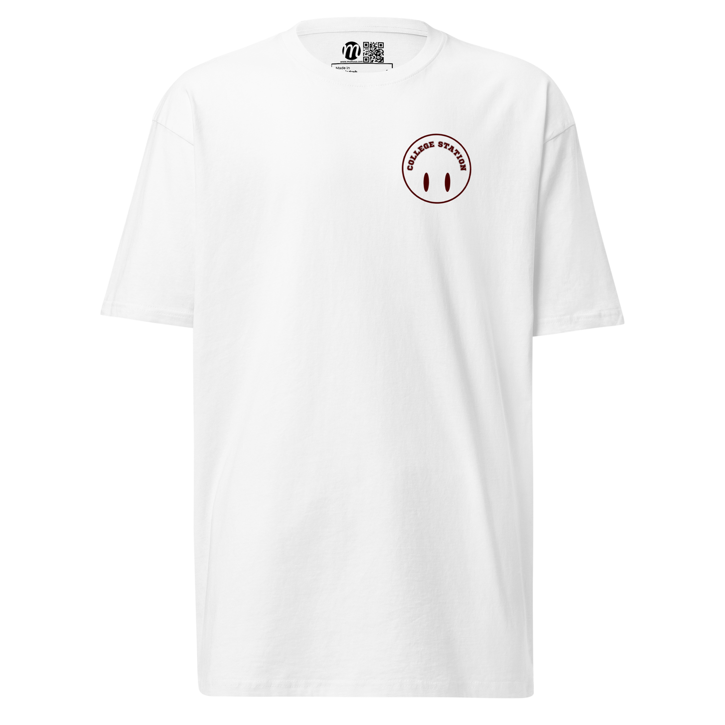 College Station Smiley Face Flipped Mulli USA Tee White Front