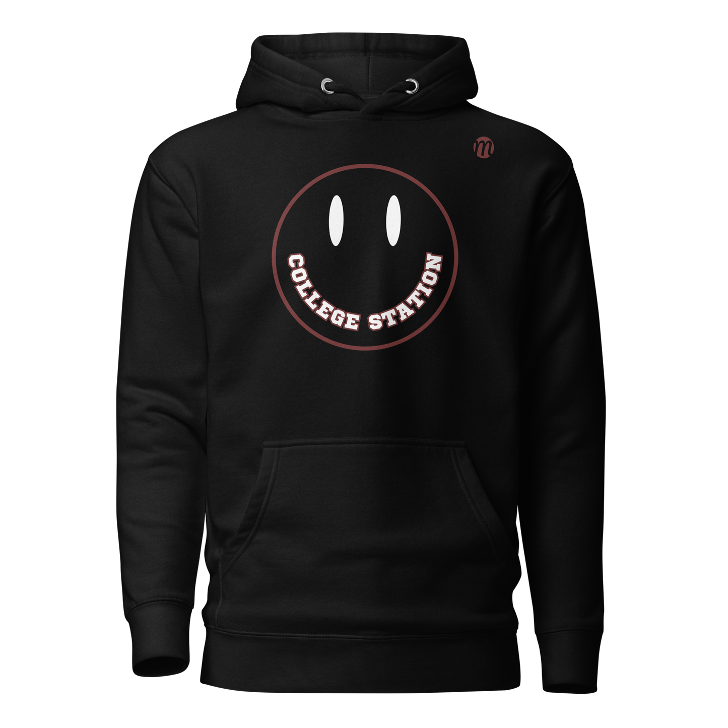 College Station Smiley Face Muli USA Hoodie Black Front