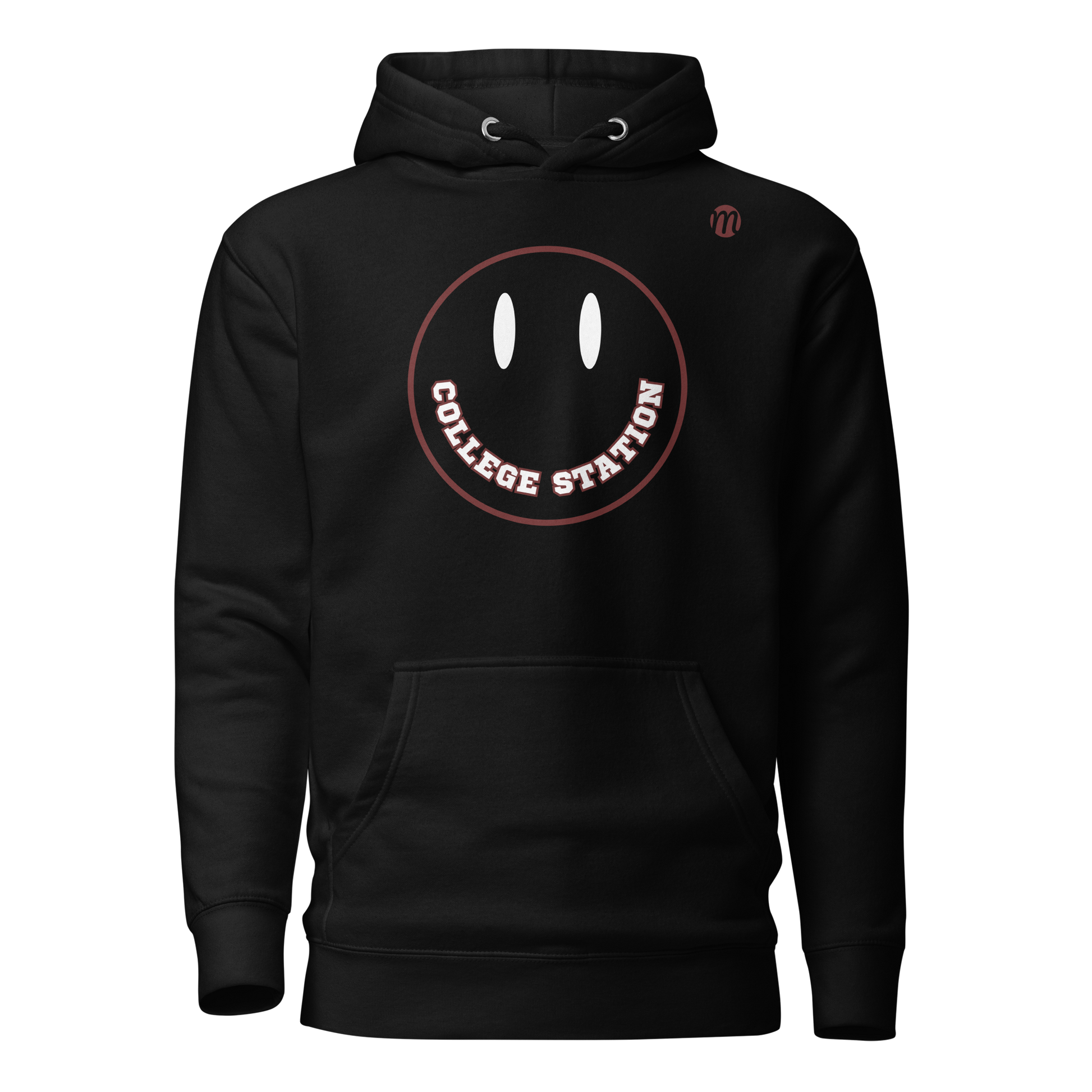 College Station Smiley Face Muli USA Hoodie Black Front