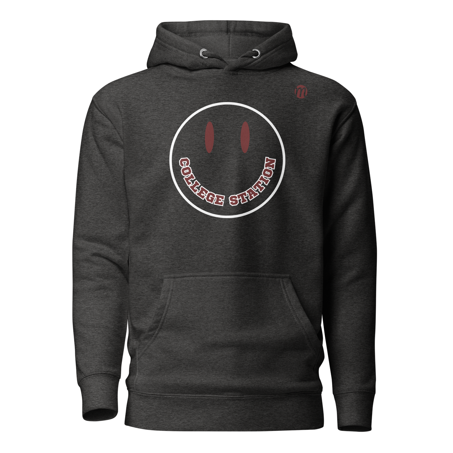 College Station Smiley Face Muli USA Hoodie Charcoal Heather Front