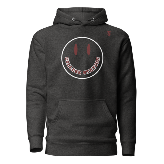 College Station Smiley Face Muli USA Hoodie Charcoal Heather Front