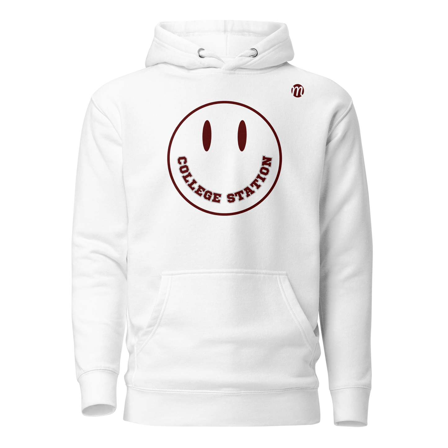 College Station Smiley Face Muli USA Hoodie White Front