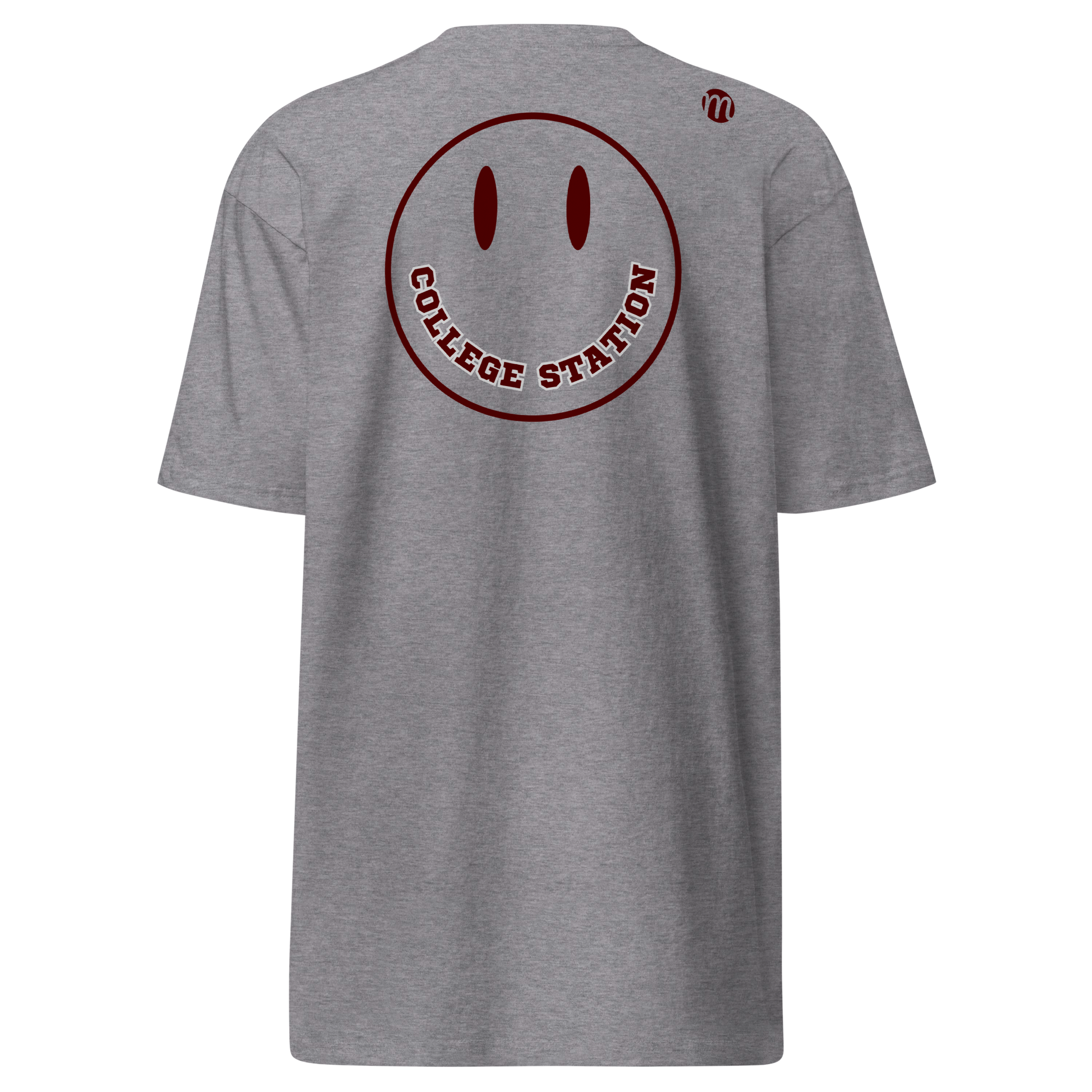 College Station Smiley Face Mulli USA Tee Carbon Grey Back