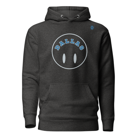 Dallas Smiley Face Flipped Mulli USA Hoodie Charcoal Heather Front