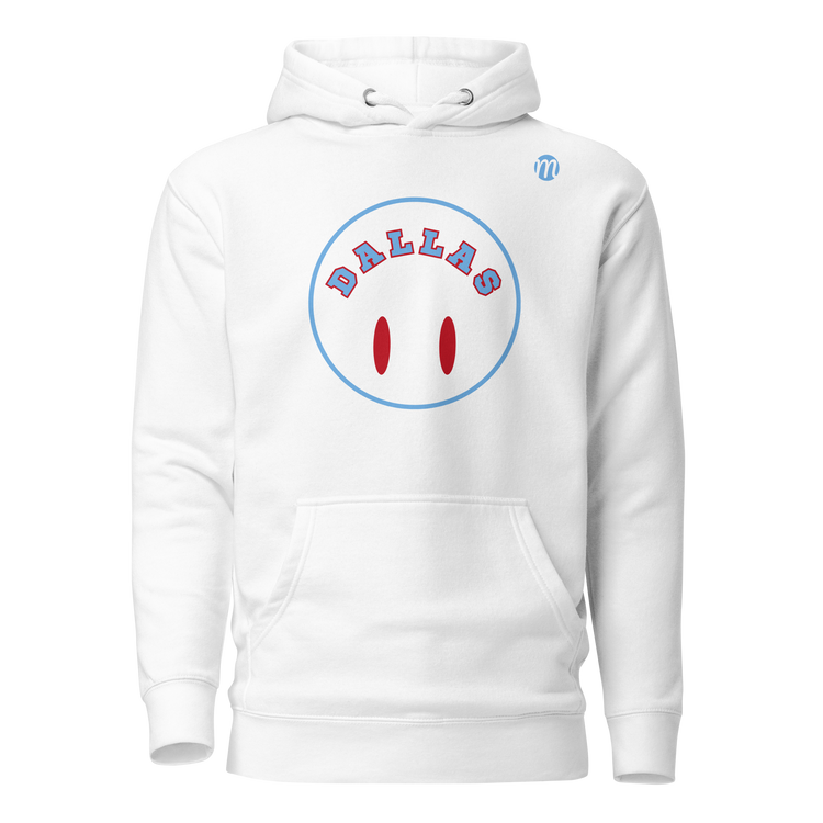 Dallas Smiley Face Flipped Mulli USA Hoodie White Front