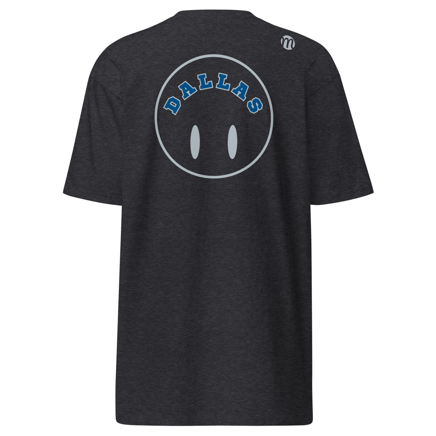 Dallas Smiley Face Flipped Mulli USA Tee Charcoal Heather Back