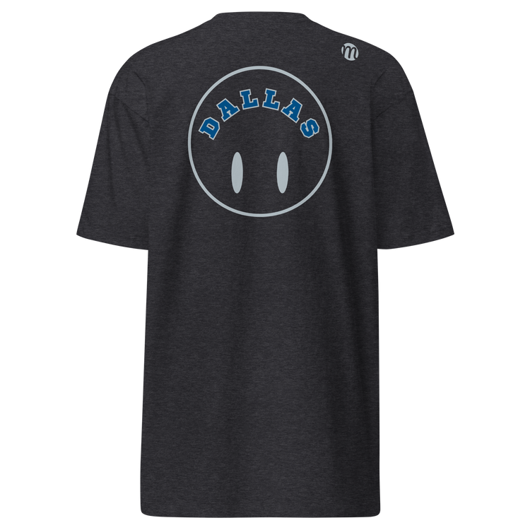 Dallas Smiley Face Flipped Mulli USA Tee Charcoal Heather Back