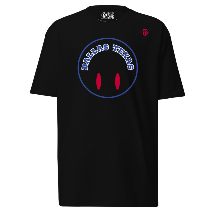 Dallas Texas Smiley Face Flipped Mulli USA Tee Black Front