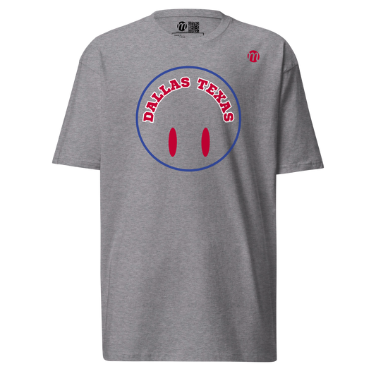 Dallas Texas Smiley Face Flipped Mulli USA Tee Carbon Grey Front