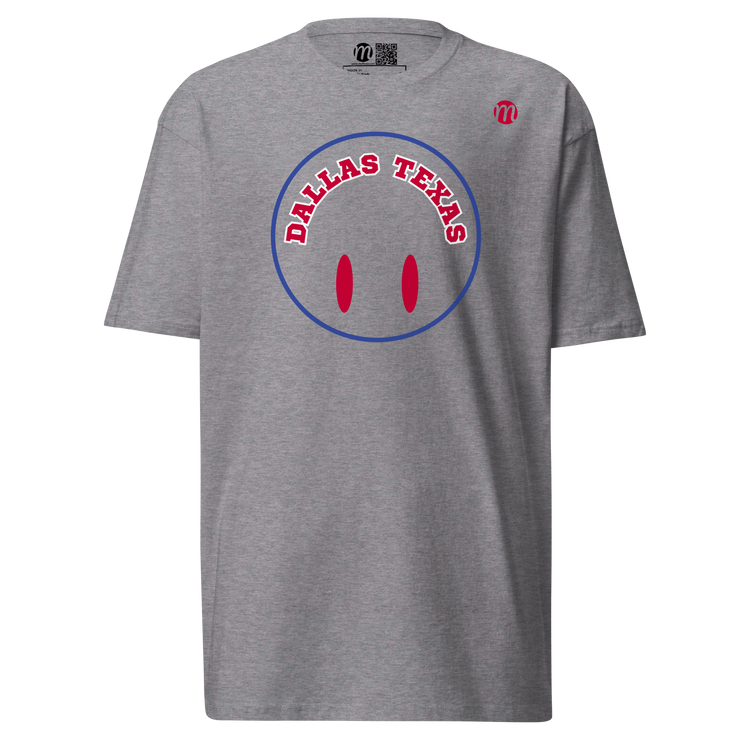 Dallas Texas Smiley Face Flipped Mulli USA Tee Carbon Grey Front