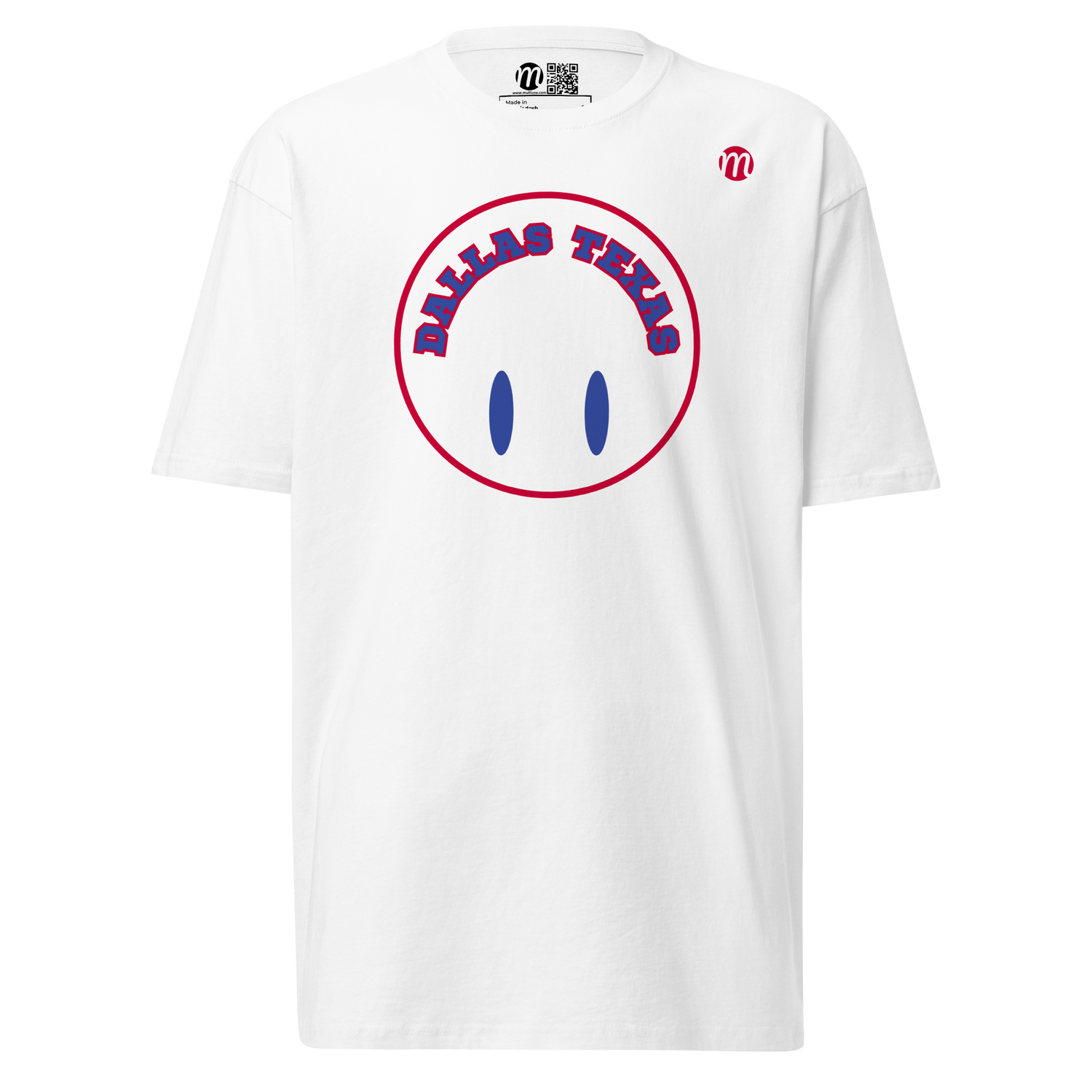 Dallas Texas Smiley Face Flipped Mulli USA Tee White Front